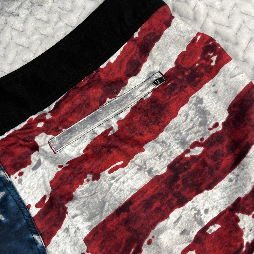 Affliction Men's Swim Trunks USA Flag Swimming Board Shorts Bathing Suit Size 40